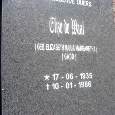 WAAL Elizabeth Maria Margaretha, de nee GADD 1935-1986