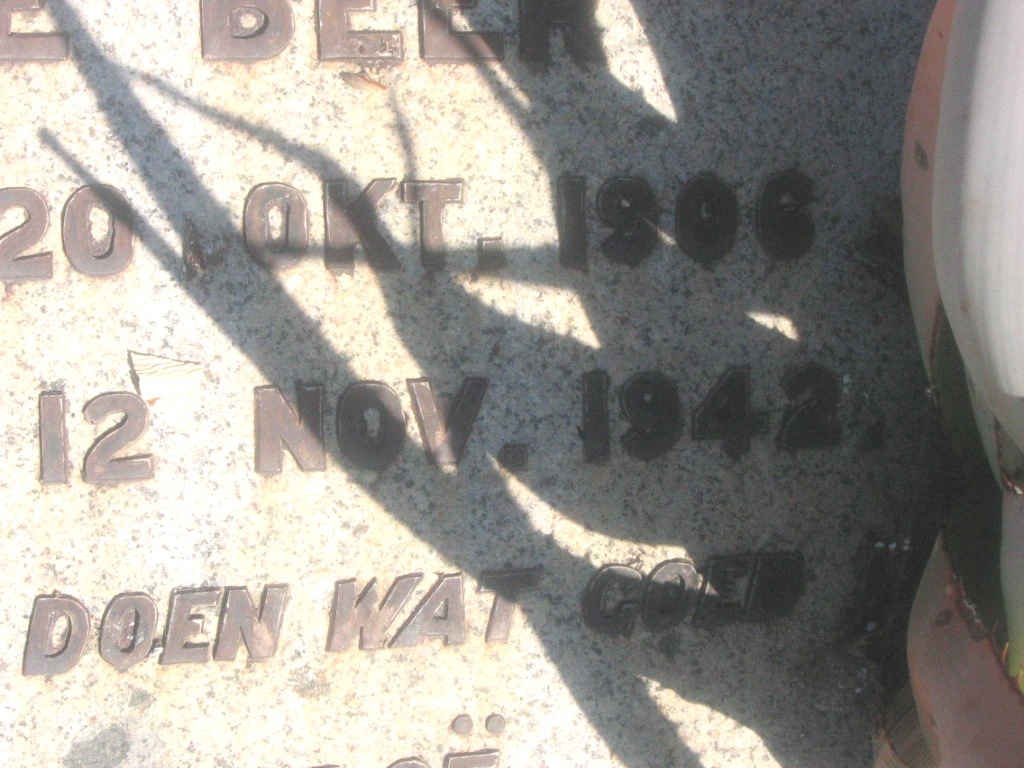 BEER Dirk Johannes, de 1906-1942
