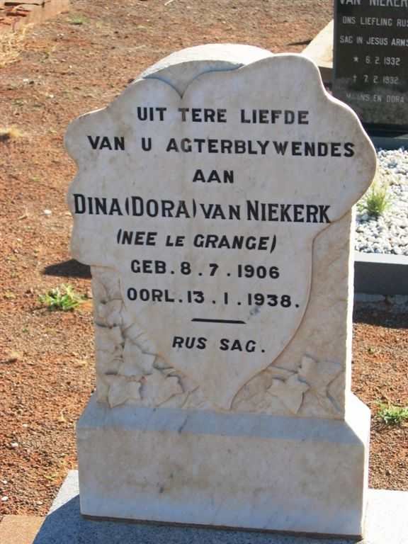 NIEKERK Dina, van née LE GRANGE 1906-1938