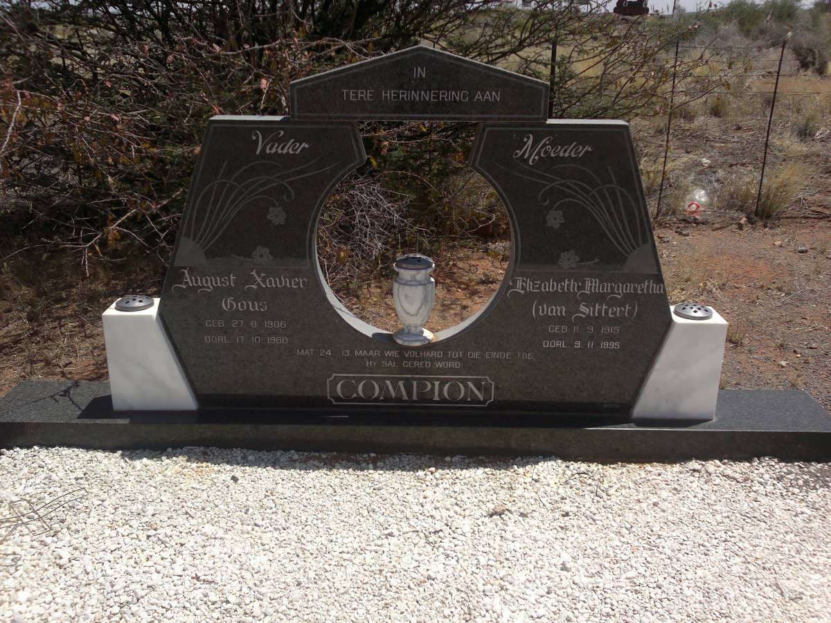 COMPION August Xavier Gous 1906-1988 &amp; Elizabeth Margaretha Van SITTERT 1915-1995