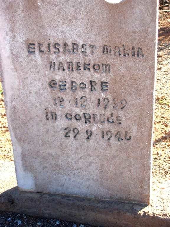 HANEKOM Elisabet Maria 1939-1946