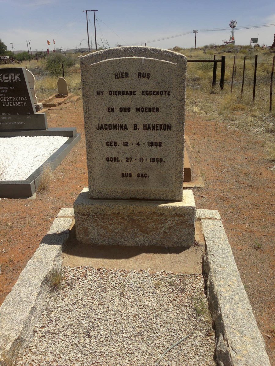 HANEKOM Jacomina B. 1902-1960