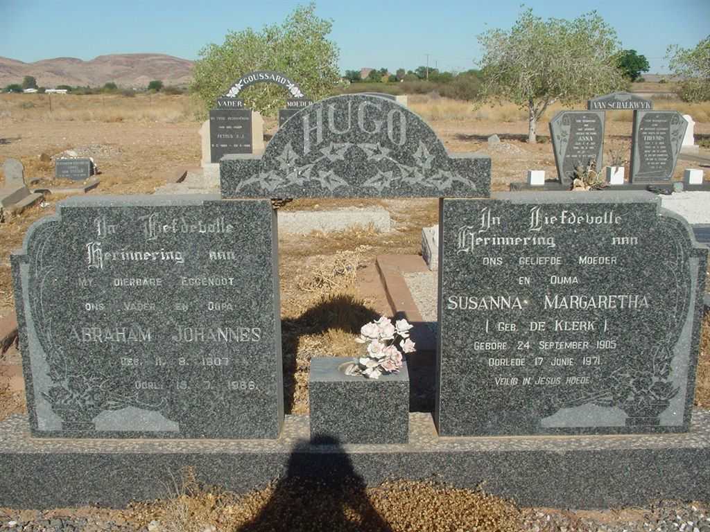 HUGO Abraham Johannes 1907-1966 &amp; Susanna Margaretha DE KLERK 1905-1971