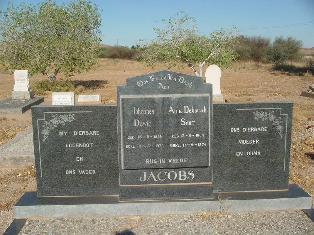 JACOBS Johannes Dawid 1889-1970 &amp; Anna Deborah SMIT 1904-1974
