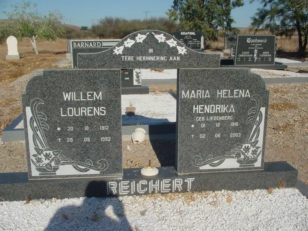 REICHERT Willem Lourens 1912-1992 &amp; Maria Helena Hendrika LIEBENBERG 1915-2003