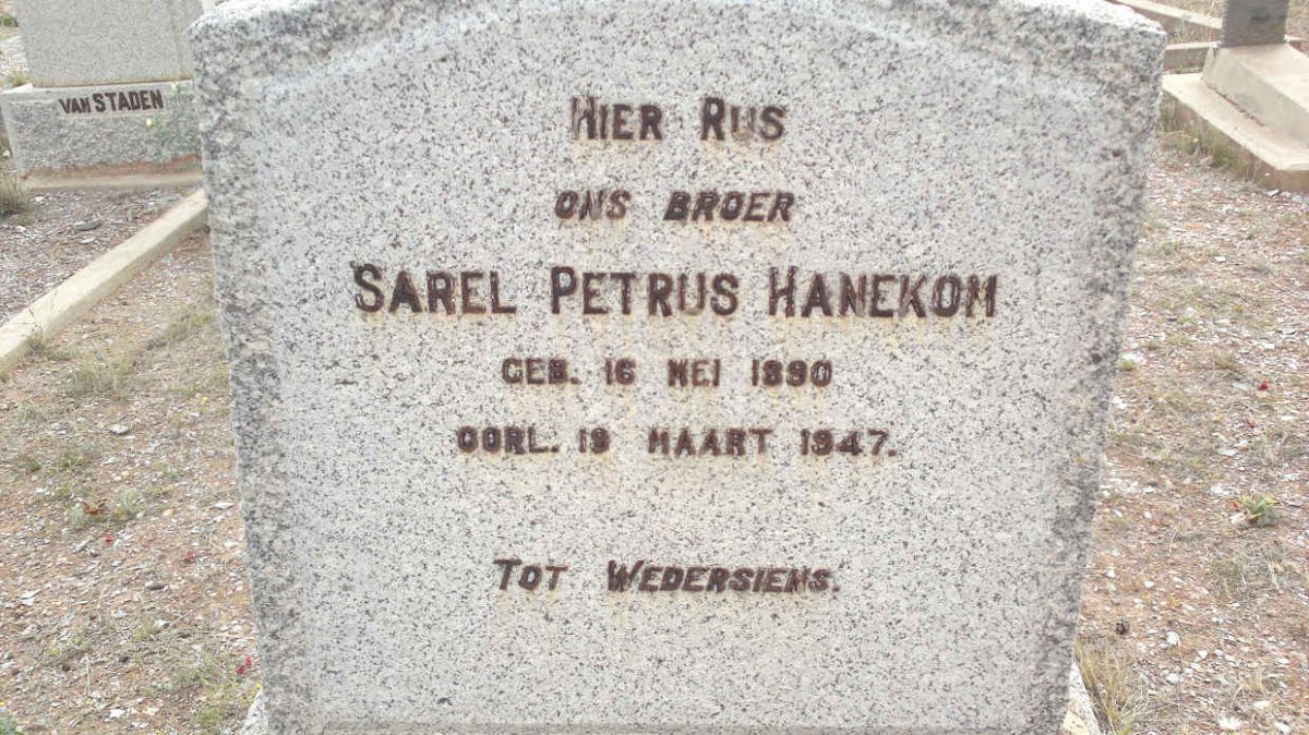 HANEKOM Sarel Petrus 1890-1947