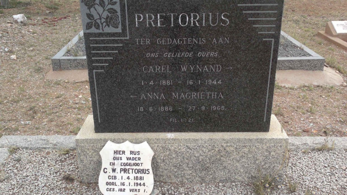 PRETORIUS Carel Wynand 1881-1944 &amp; Anna Magrietha 1886-1965