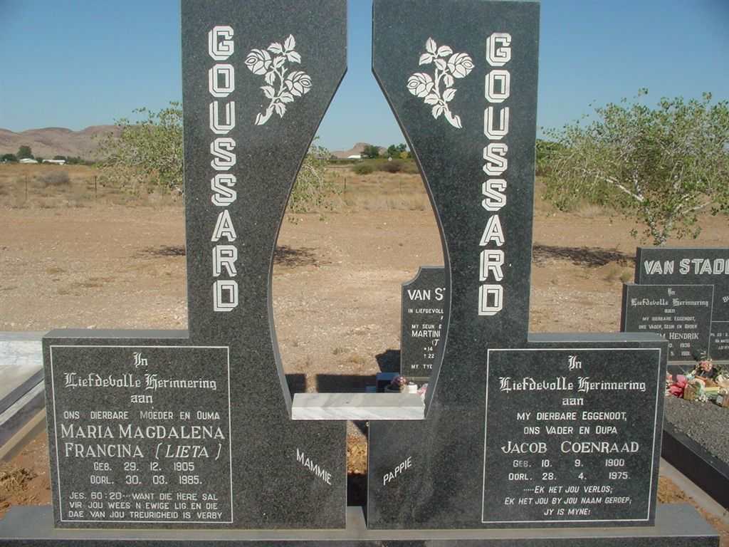 GOUSSARD Jacob Coenraad 1900-1975 &amp; Maria Magdalena Francina 1905-1985