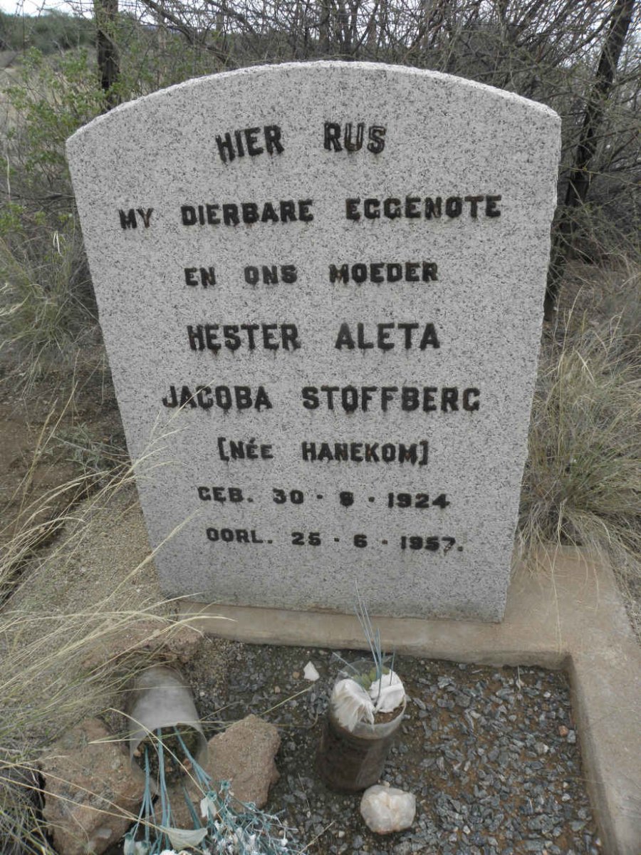 STOFFBERG Hester Aleta Jacoba nee HANEKOM 1924-1957