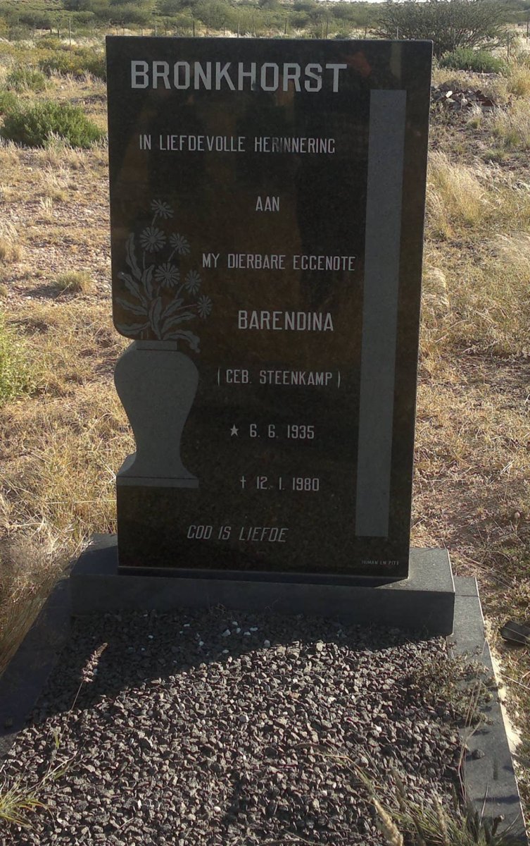 BRONKHORST Barendina nee STEENKAMP 1935-1980