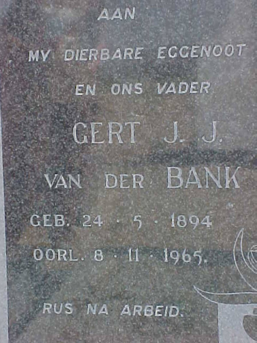 BANK Gert J.J., van der 1894-1965