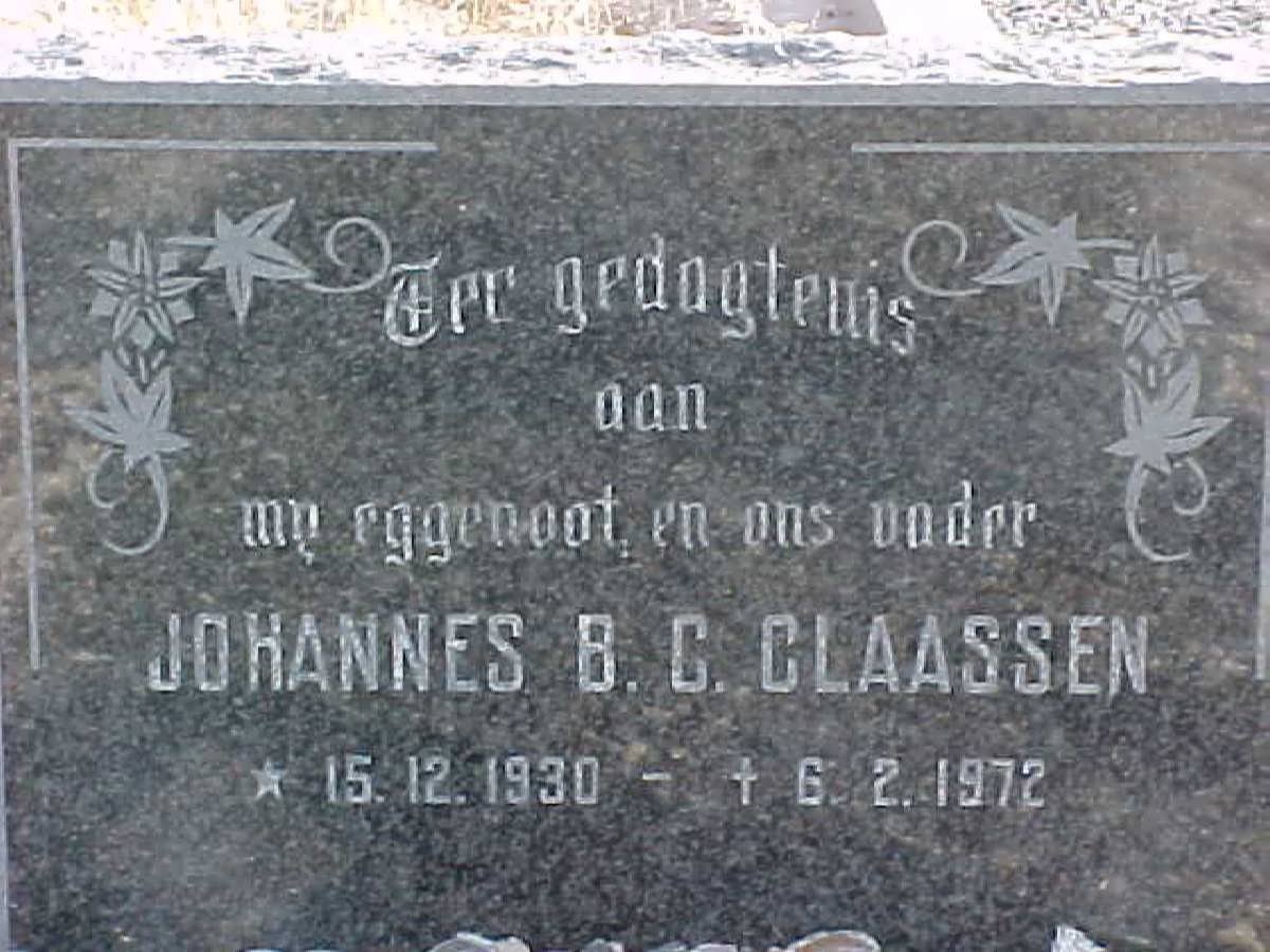CLAASSEN Johannes B.C. 1930-1972