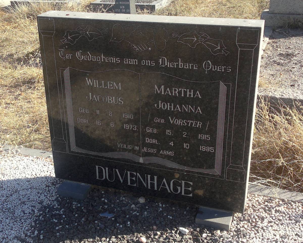 DUVENHAGE Willem Jacobus 1910-1973 &amp; Martha Johanna VORSTER 1915-1985