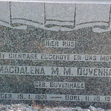 DUVENHAGE Magdalena M.M. nee DUVENHAGE 1881-1957