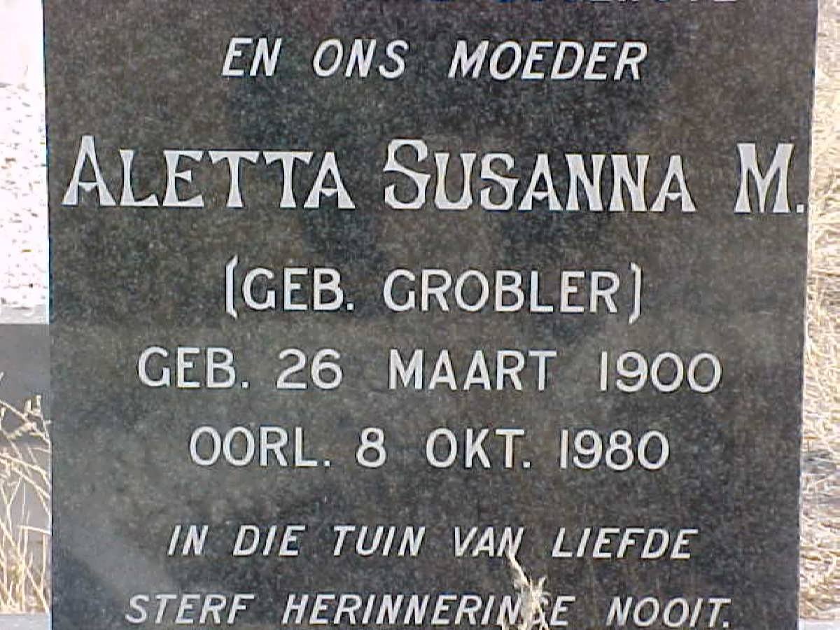 STEENKAMP Aletta Susanna M. nee GROBLER 1900-1980