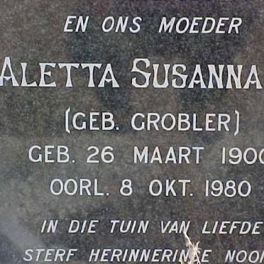 STEENKAMP Aletta Susanna M. nee GROBLER 1900-1980