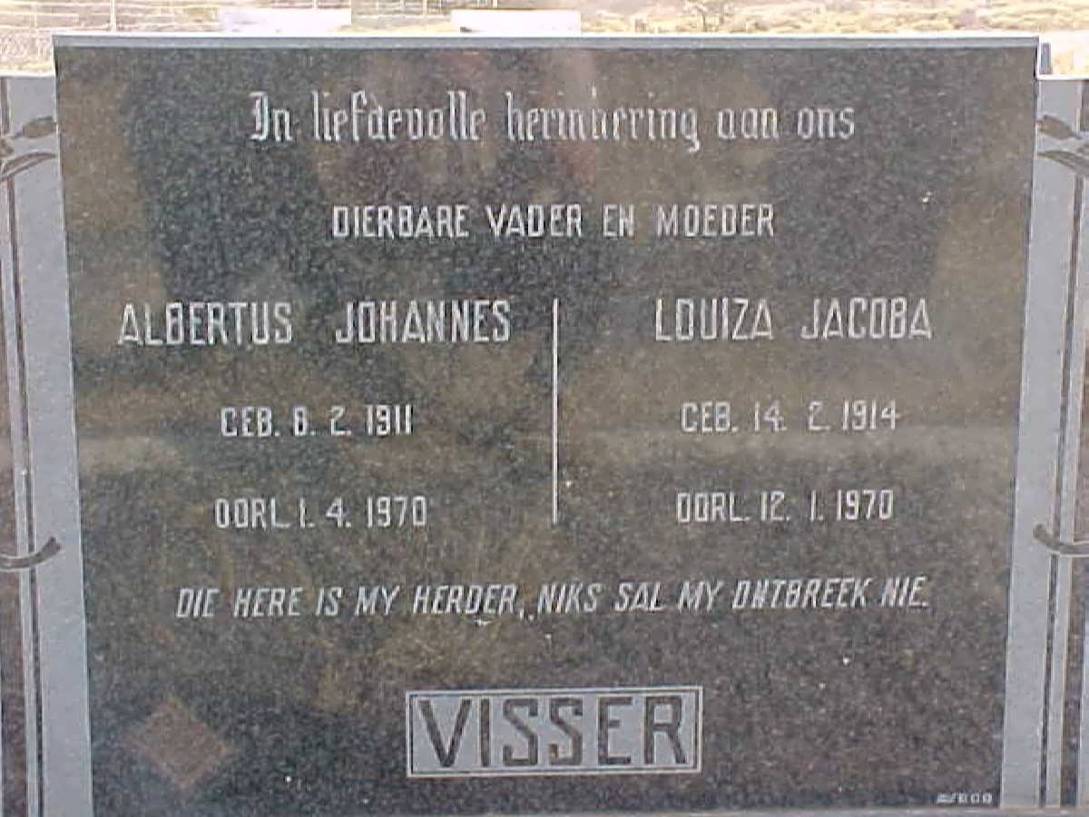 VISSER Albertus Johannes 1911-1970 &amp; Louiza Jacoba 1914-1970