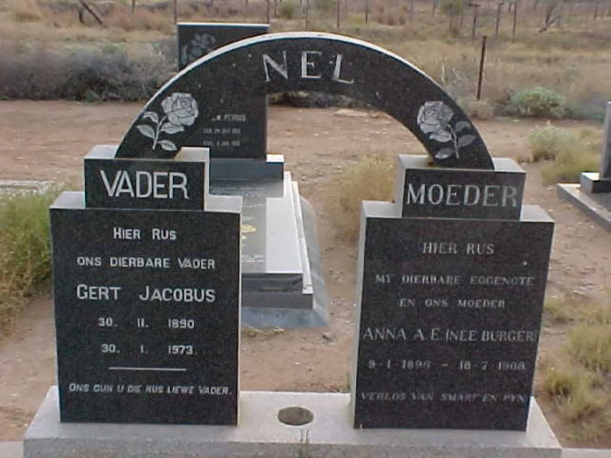 NEL Gert Jacobus 1890-1973 &amp; Anna A.E. BURGER 1896-1968