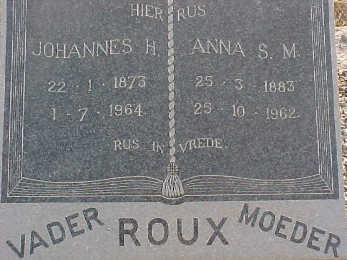 ROUX Johannes H. 1873-1964 &amp; Anna S.M. 1883-1962