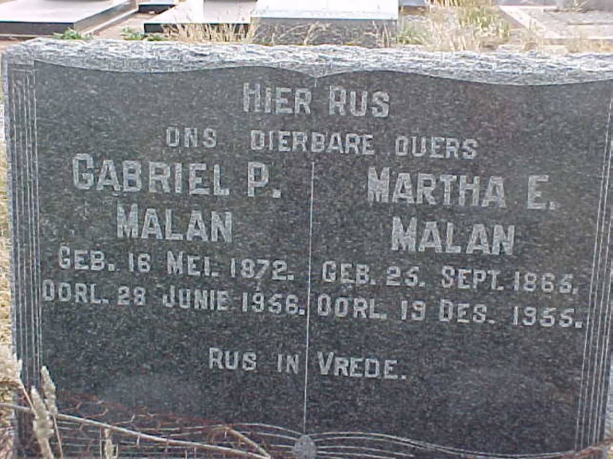 MALAN Gabriel P. 1872-1956 &amp; Martha E. 1865-1955