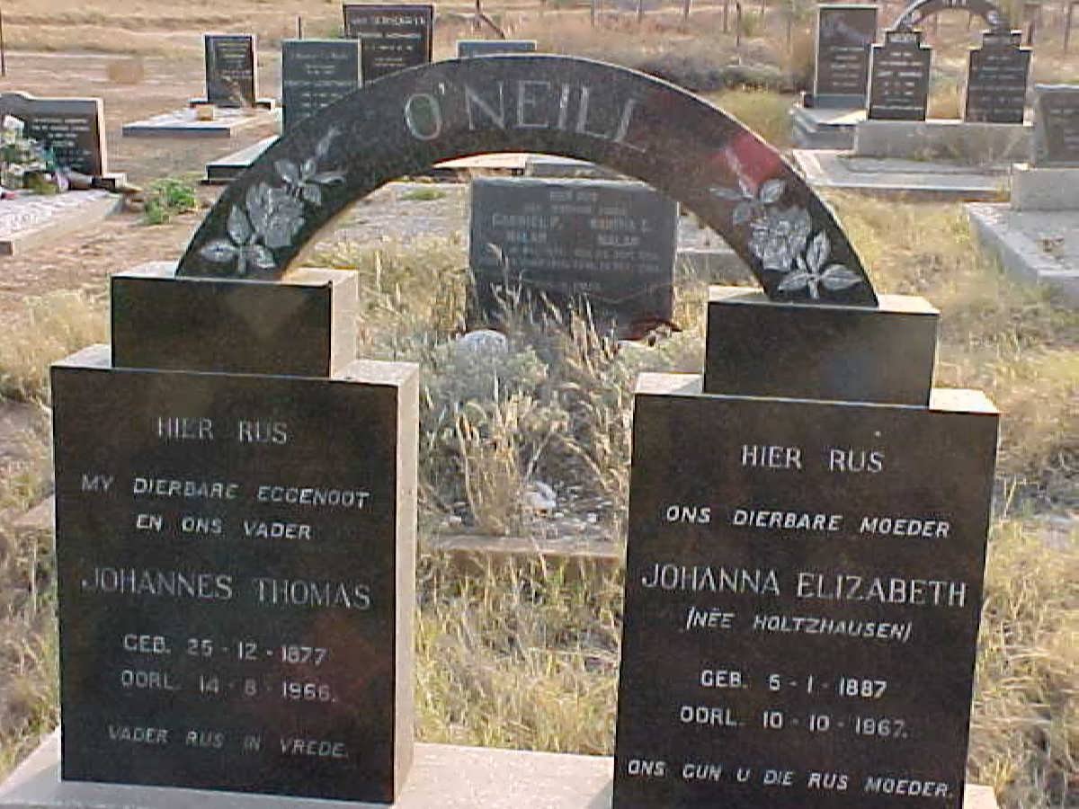 O’NEILL Johannes Thomas 1877-1966 &amp; Johanna Elizabeth HOLTZHAUSEN 1887-1967