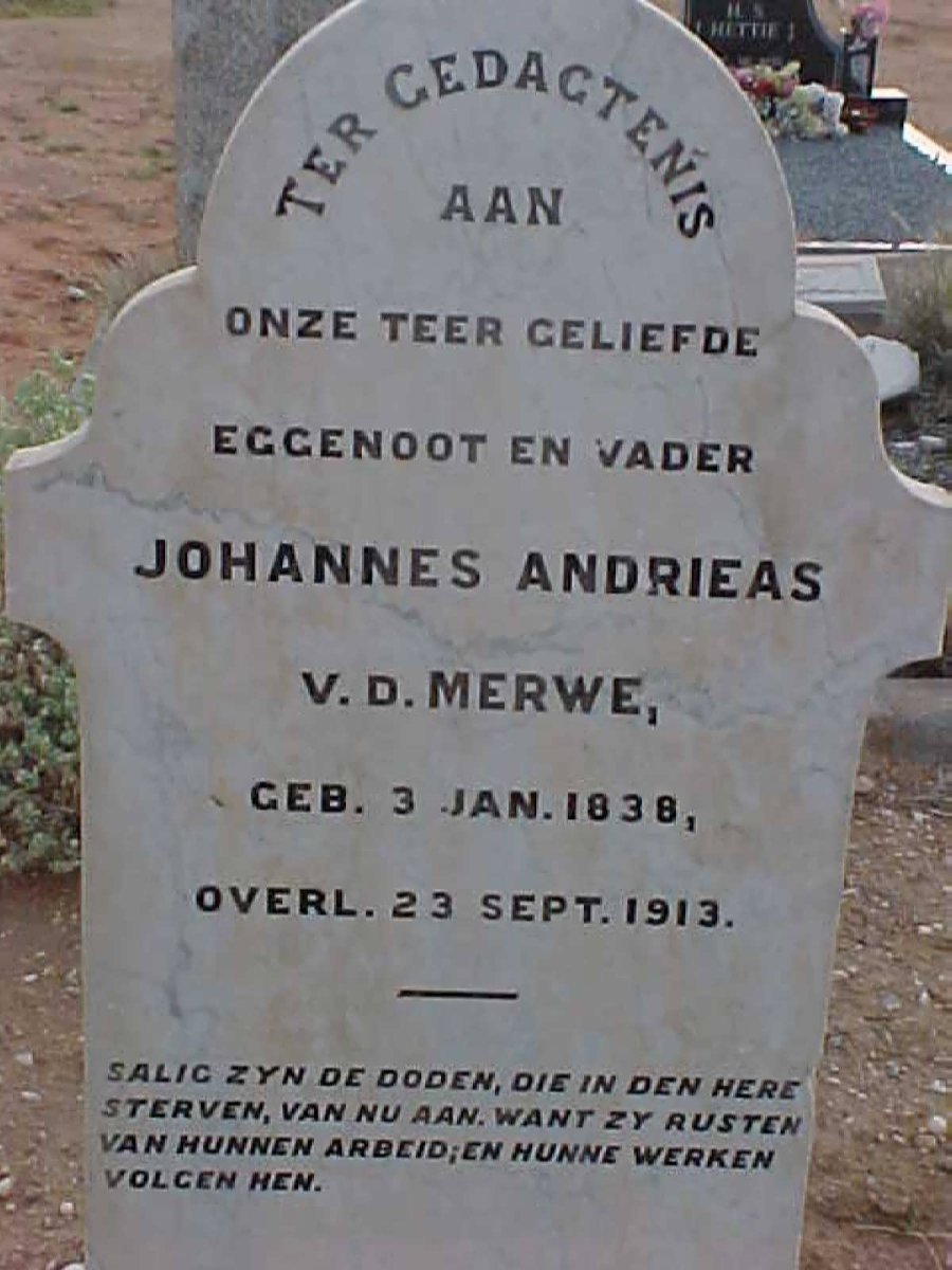 MERWE Johannes Andrieas, v.d. 1838-1913