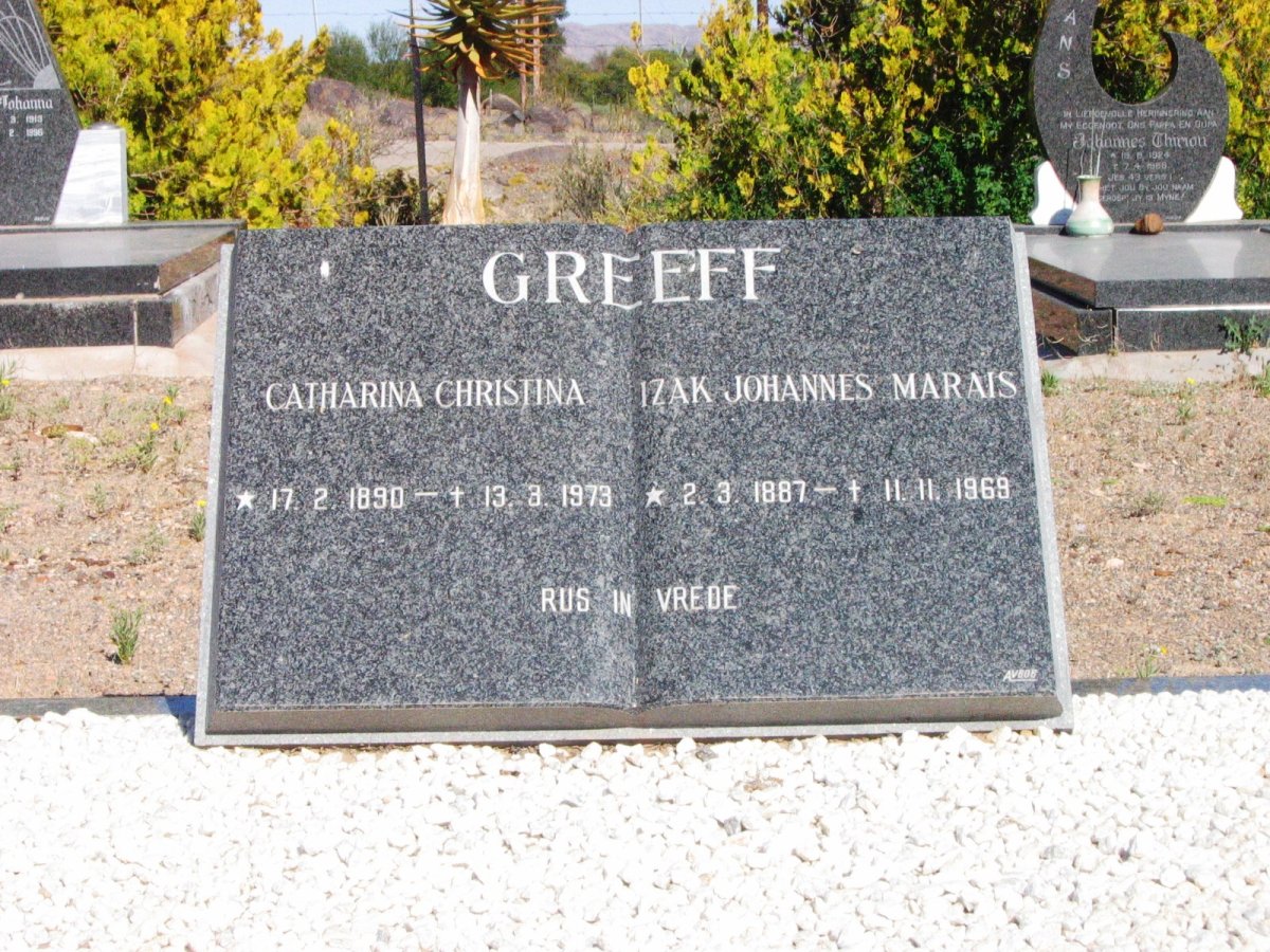 GREEFF Izak Johannes Marais 1887-1969 &amp; Catharina Christina 1890-1973