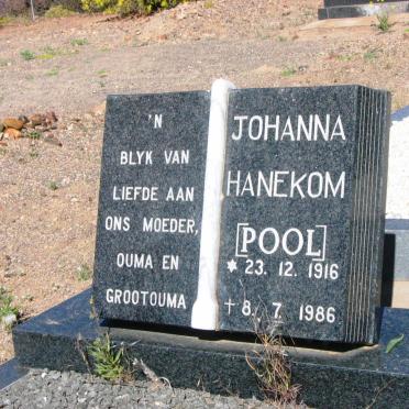 HANEKOM Johanna nee POOL 1916-1986