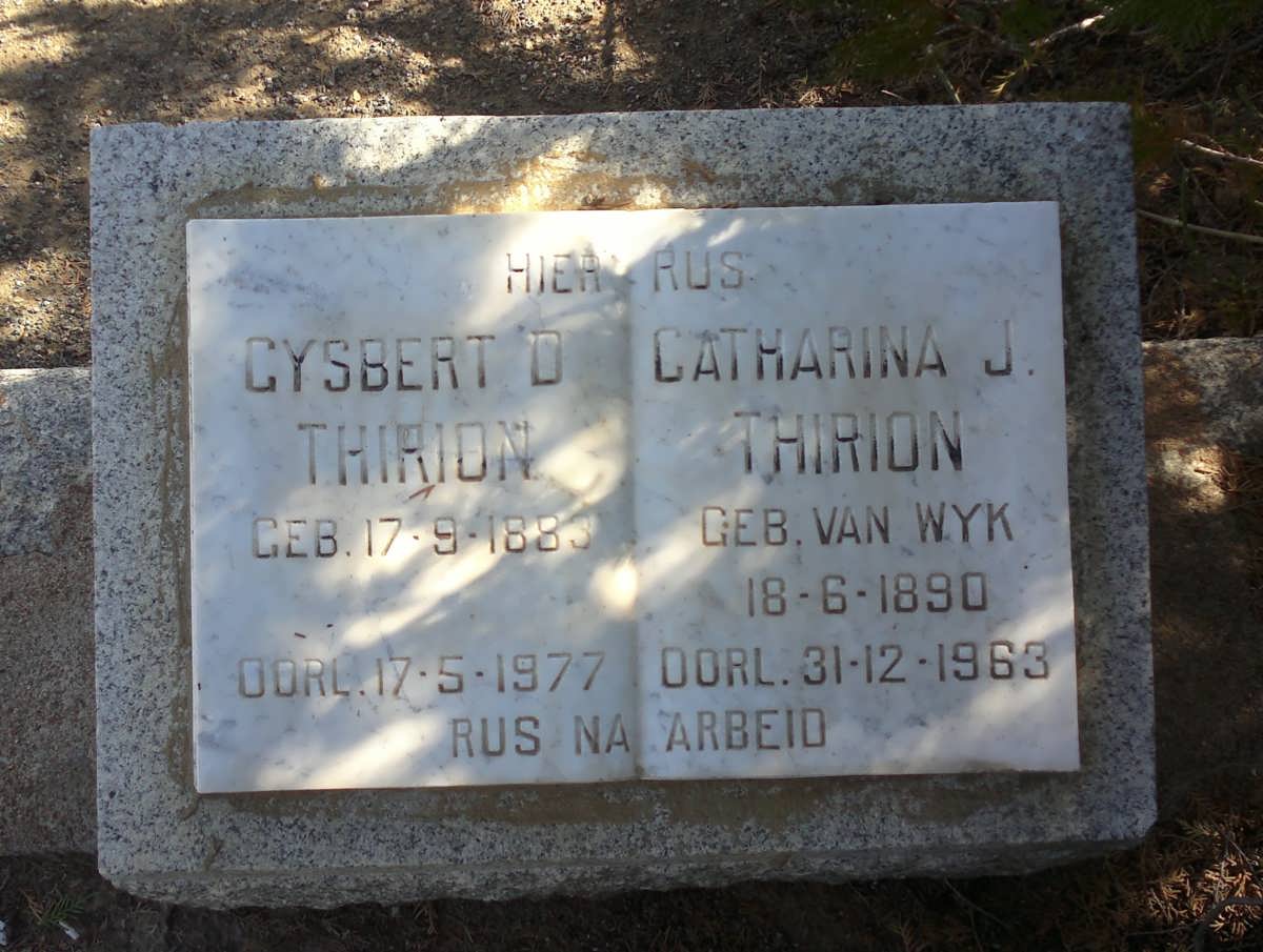 THIRION Gysbert D. 1883-1977 &amp; Catharina J. VAN WYK 1890-1963