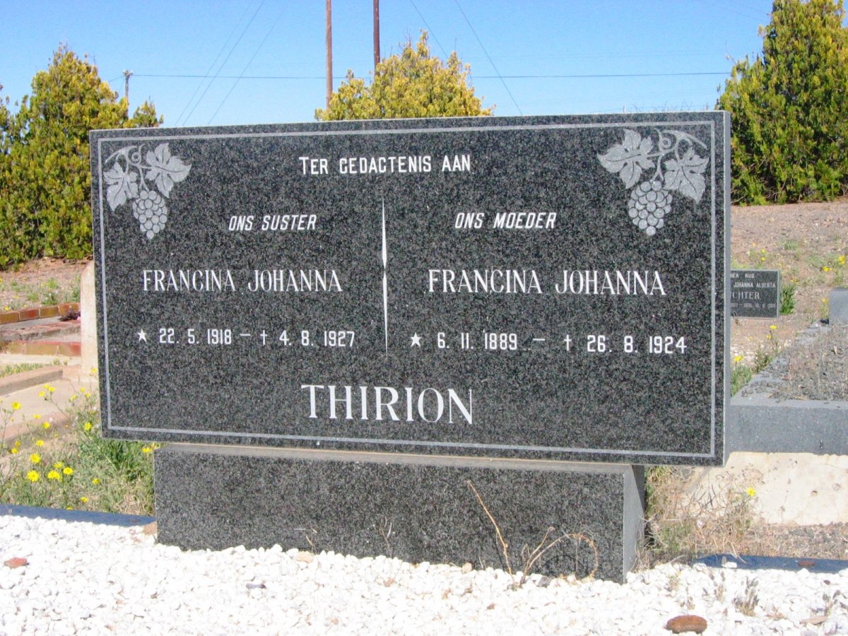 THIRION Francina Johanna 1889-1924 :: THIRION Francina Johanna 1918-1927
