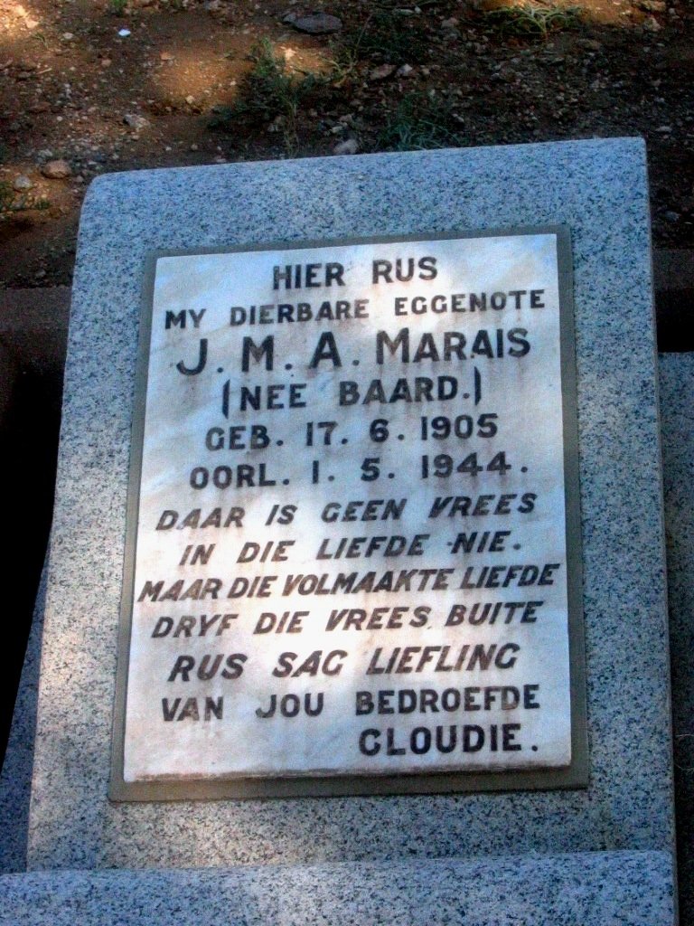 MARAIS J.M.A. nee BAARD 1905-1944