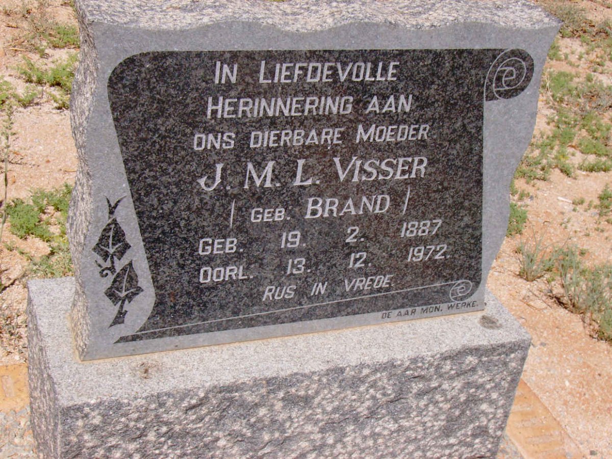 VISSER J.M.L. nee BRAND 1887-1972