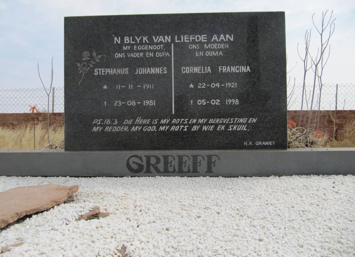GREEFF Stephanus Johannes 1911-1981 &amp; Cornelia Francina 1921-1998