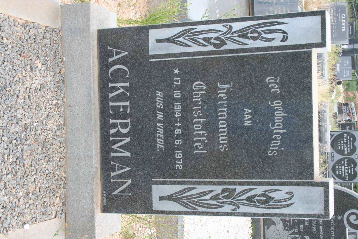 ACKERMAN Hermanus Christoffel 1914-1972