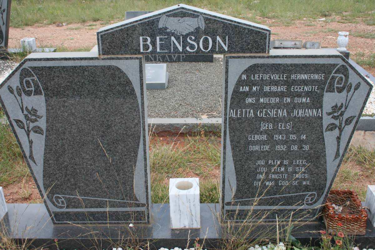 BENSON Aletta Gesiena Johanna nee ELS 1943-1992