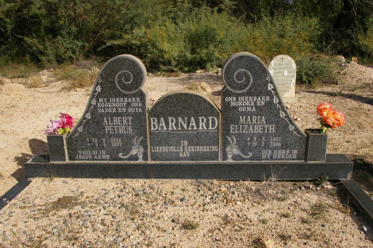 BARNARD Albert Petrus 1932-1997 &amp; Maria Elizabeth 1932-2006
