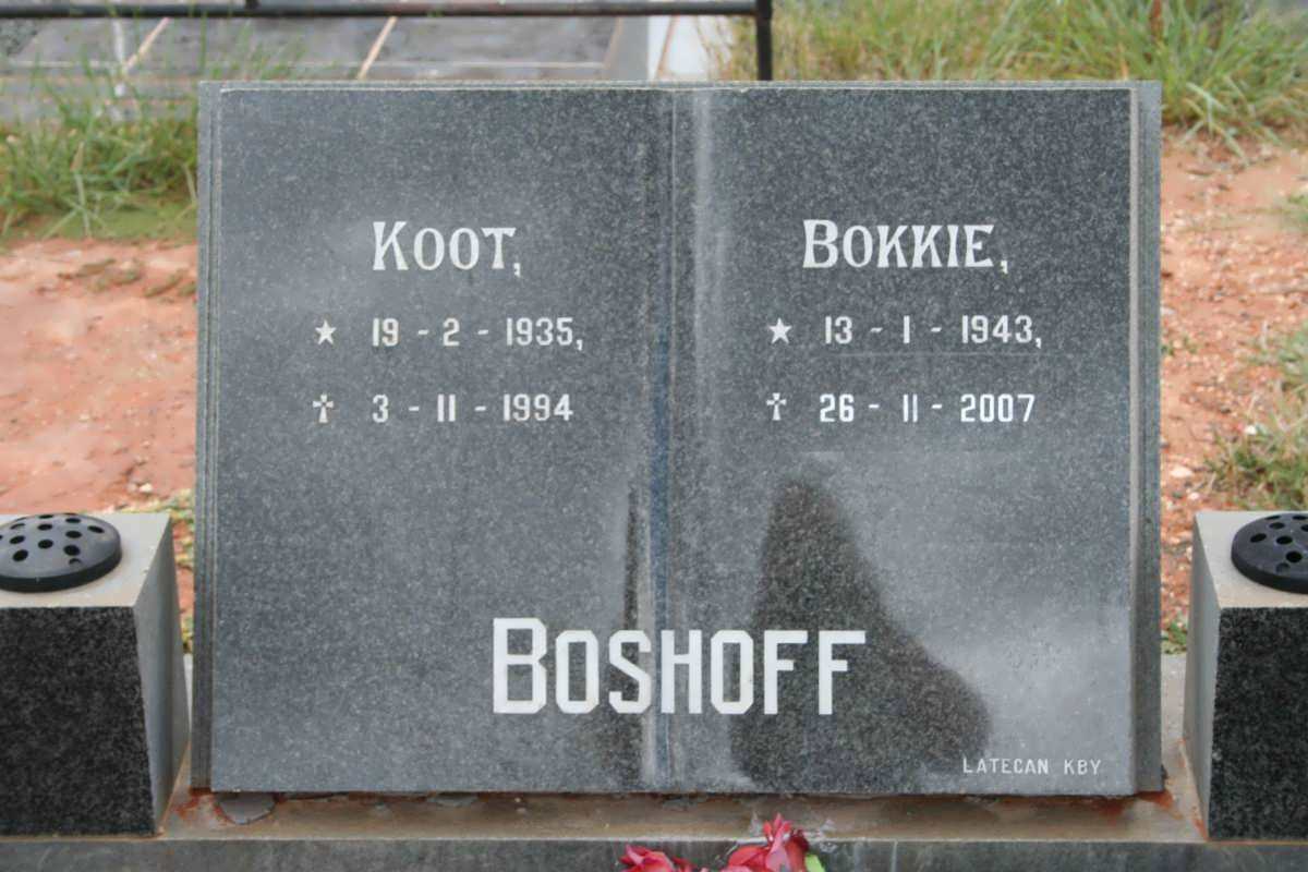 BOSHOFF Koot 1935-1994 &amp; Bokkie 1943-2007