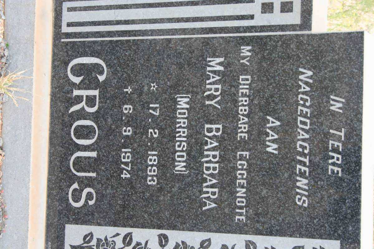 CROUS Mary Barbara nee MORRISON 1893-1974