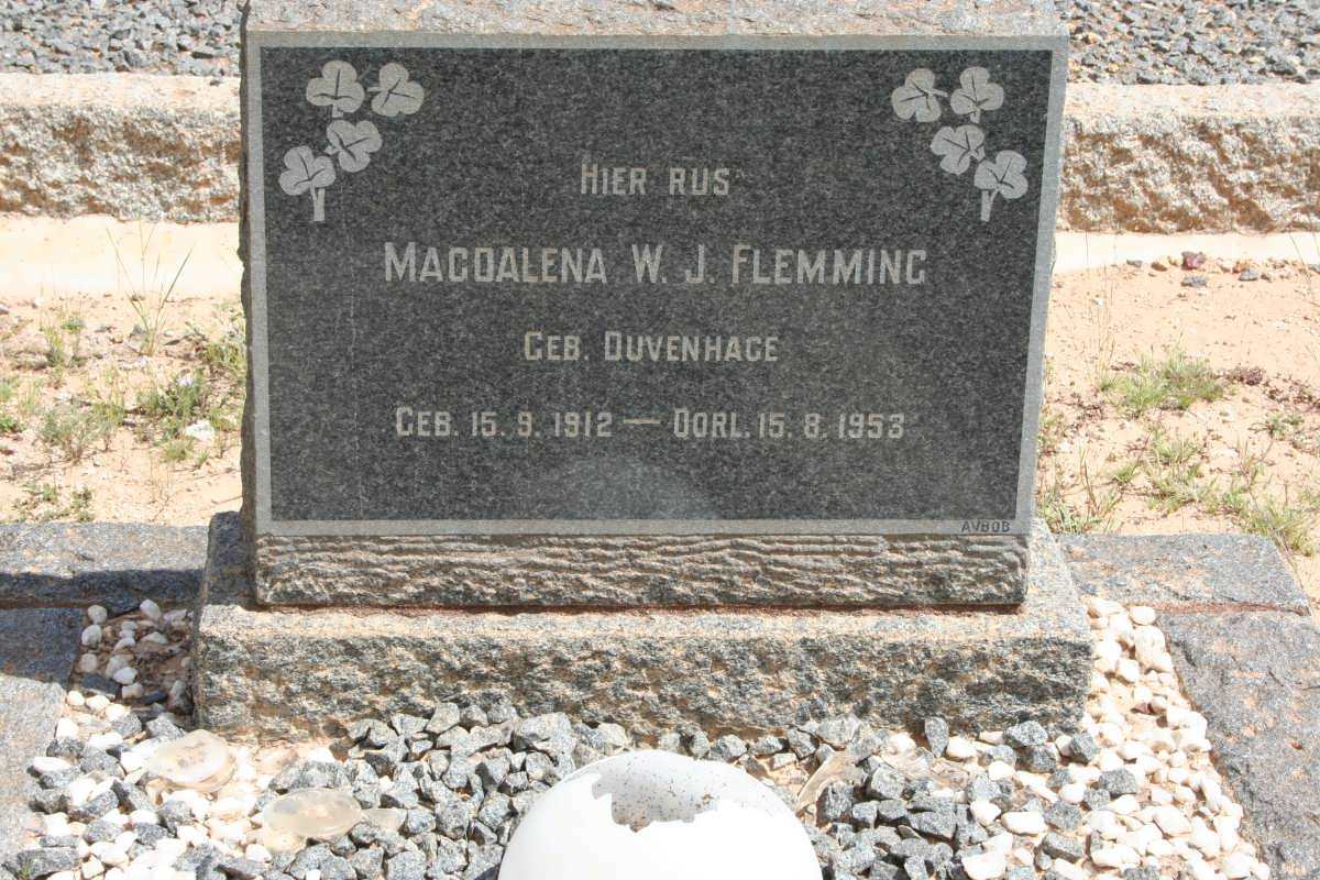 FLEMMING Magdalena W.J. nee DUVENHAGE 1912-1953