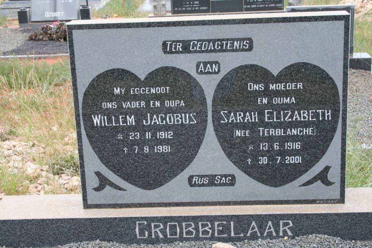 GROBBELAAR Willem Jacobus 1912-1981 &amp; Sarah Elizabeth TERBLANCHE 1916-2001