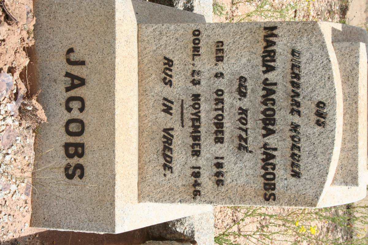 JACOBS Maria Jacoba nee KOTZé 1866-1946