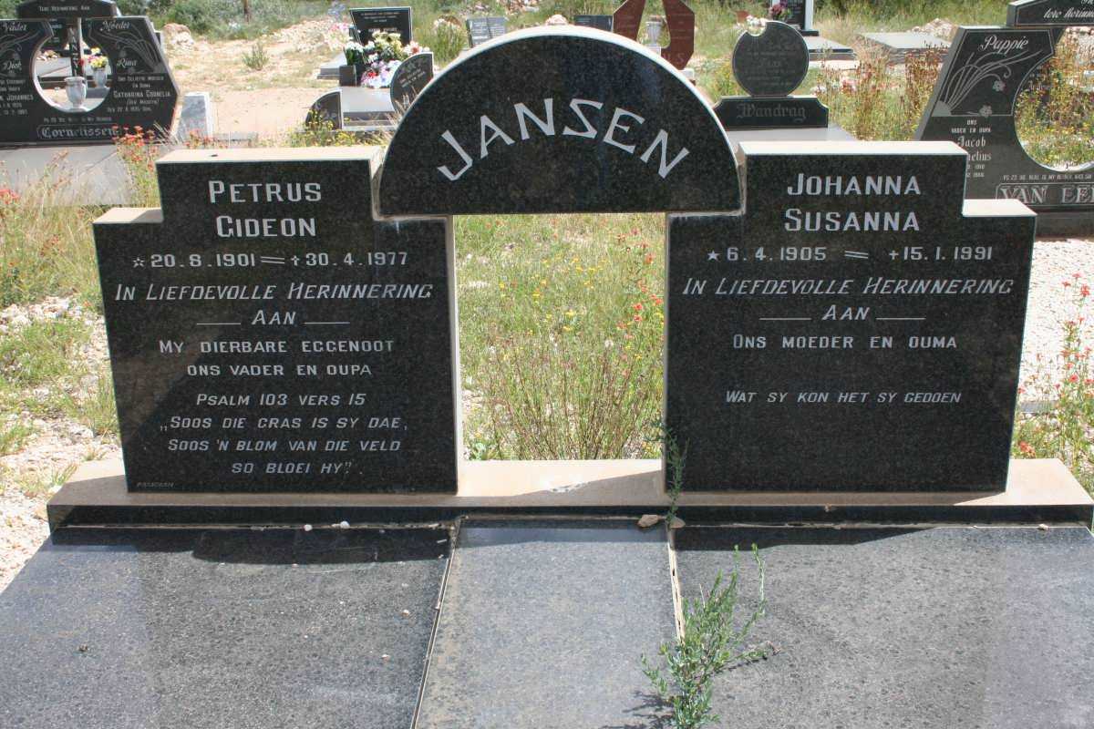 JANSEN Petrus Gideon 1901-1977 &amp; Johanna Susanna 1905-1991