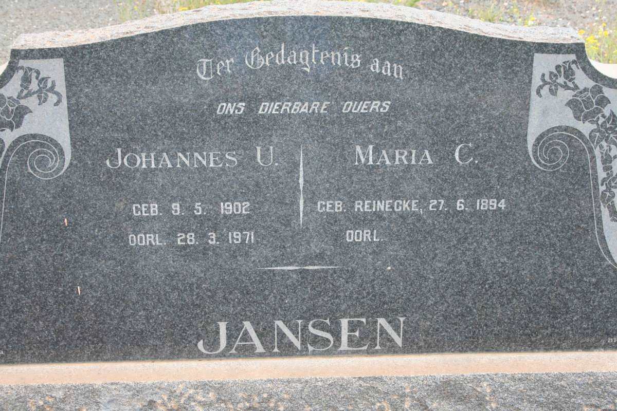JANSEN Johannes U. 1902-1971 &amp; Maria C. REINECKE 1894-