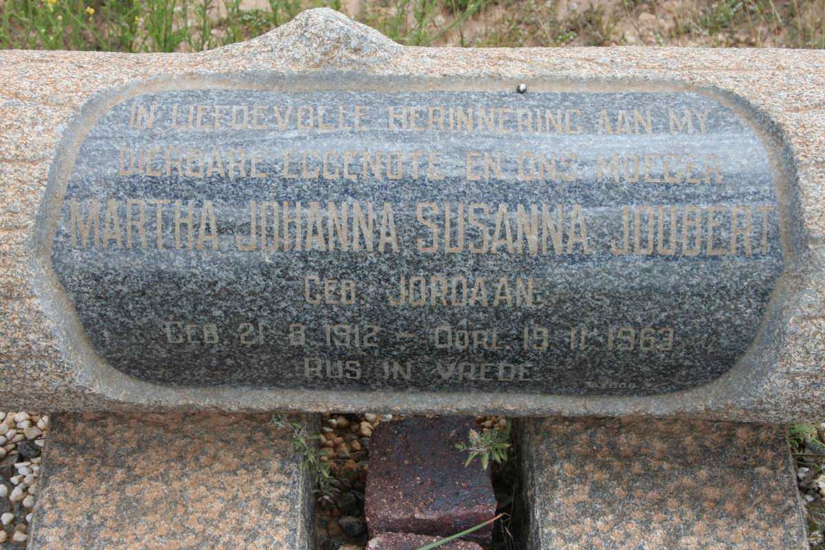 JOUBERT Martha Johanna Susanna nee JORDAAN 1912-1963