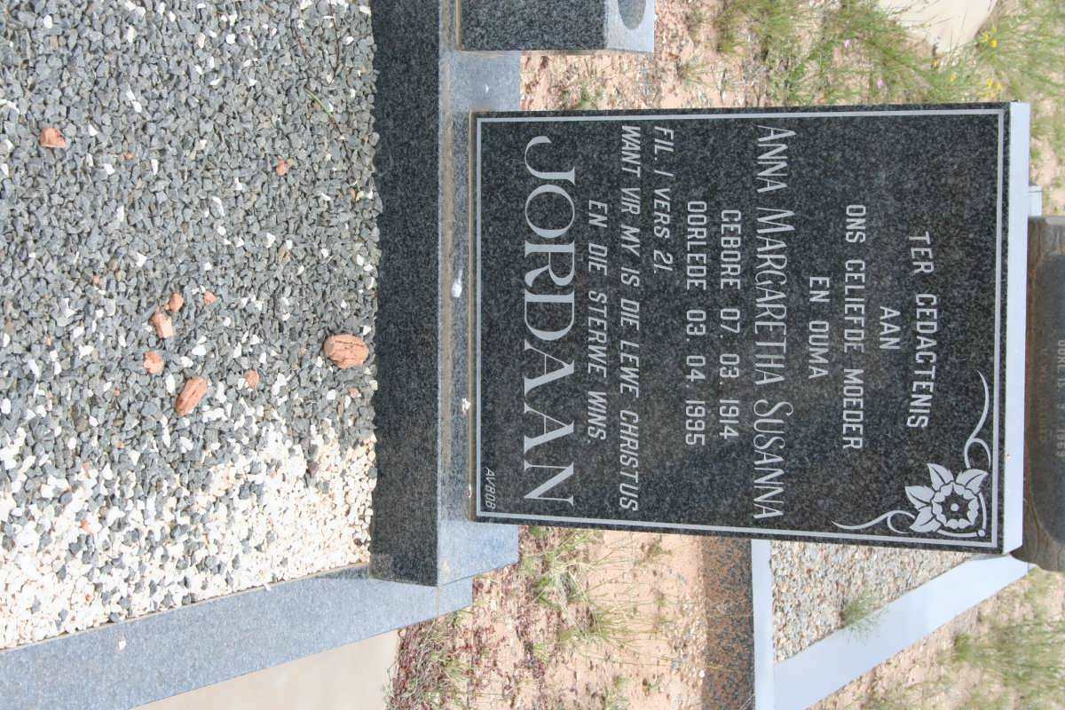 JORDAAN Anna Margaretha Susanna 1914-1995
