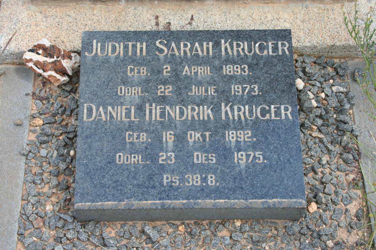 KRUGER Daniel Hendrik 1892-1975 &amp; Judith Sarah 1893-1973