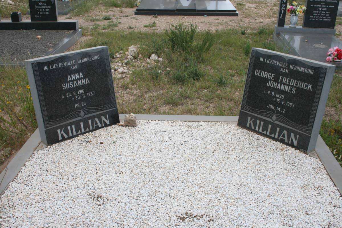 KILLIAN George Frederick Johannes 1898-1987 &amp; Anna Susanna 1916-1987