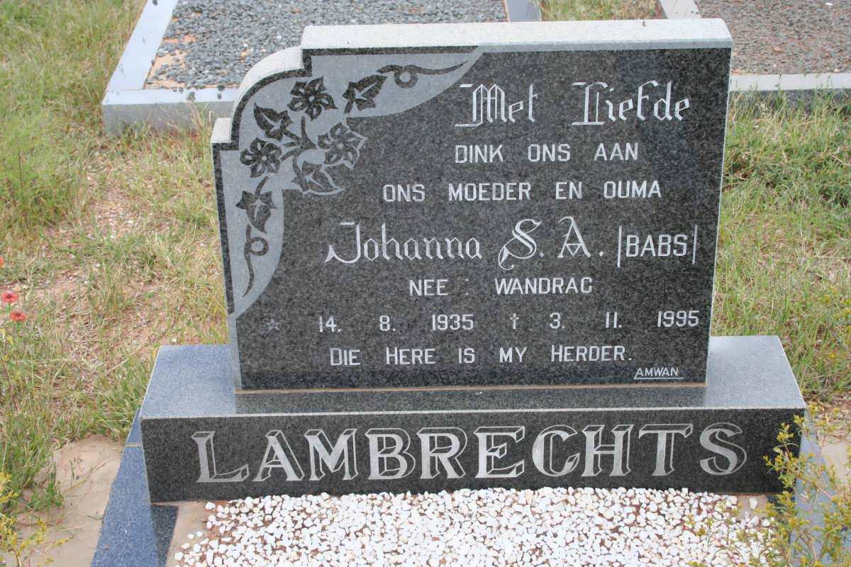 LAMBRECHTS Johanna S.A. nee WANDRAG 1935-1995