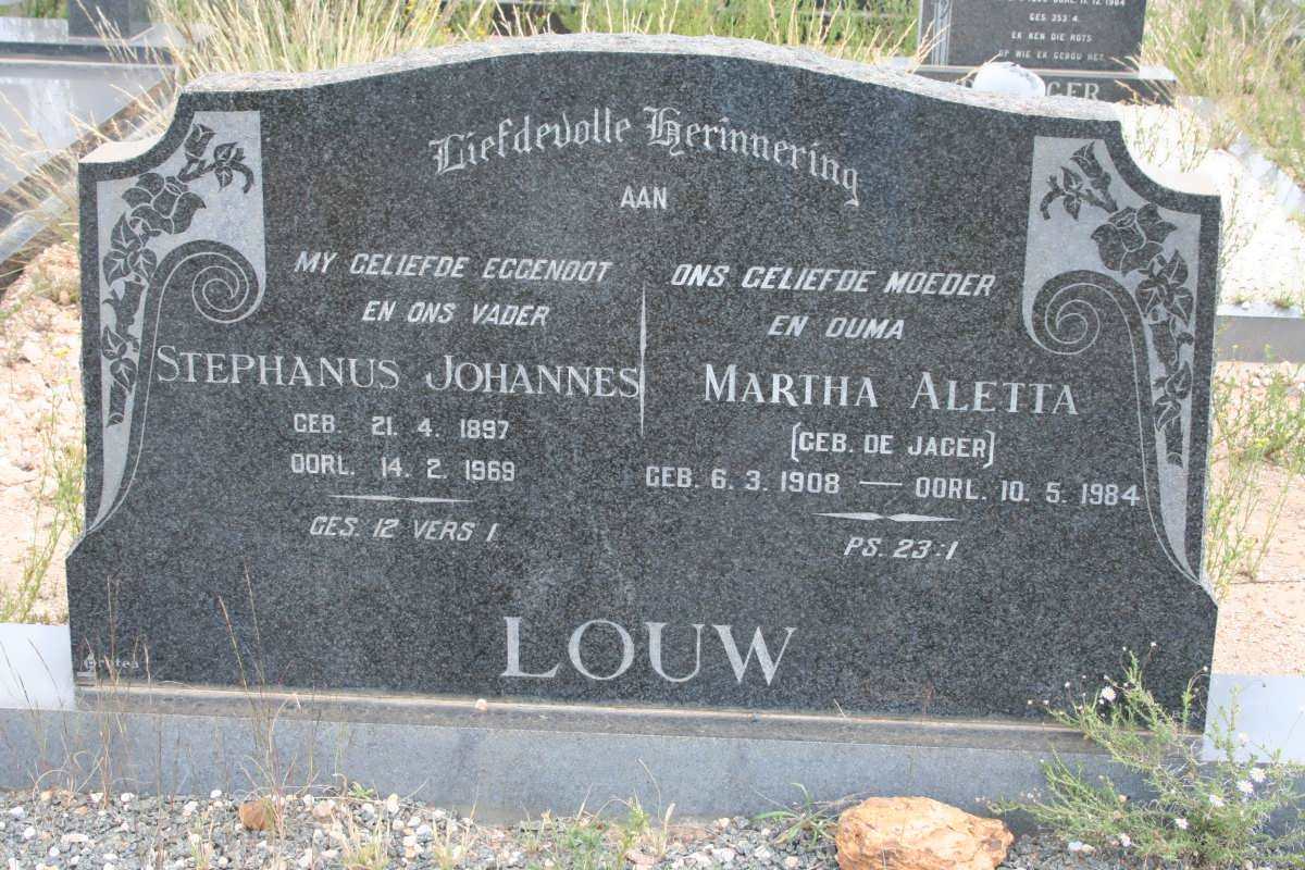 LOUW Stephanus Johannes 1897-1969 &amp; Martha Aletta DE JAGER 1908-1984