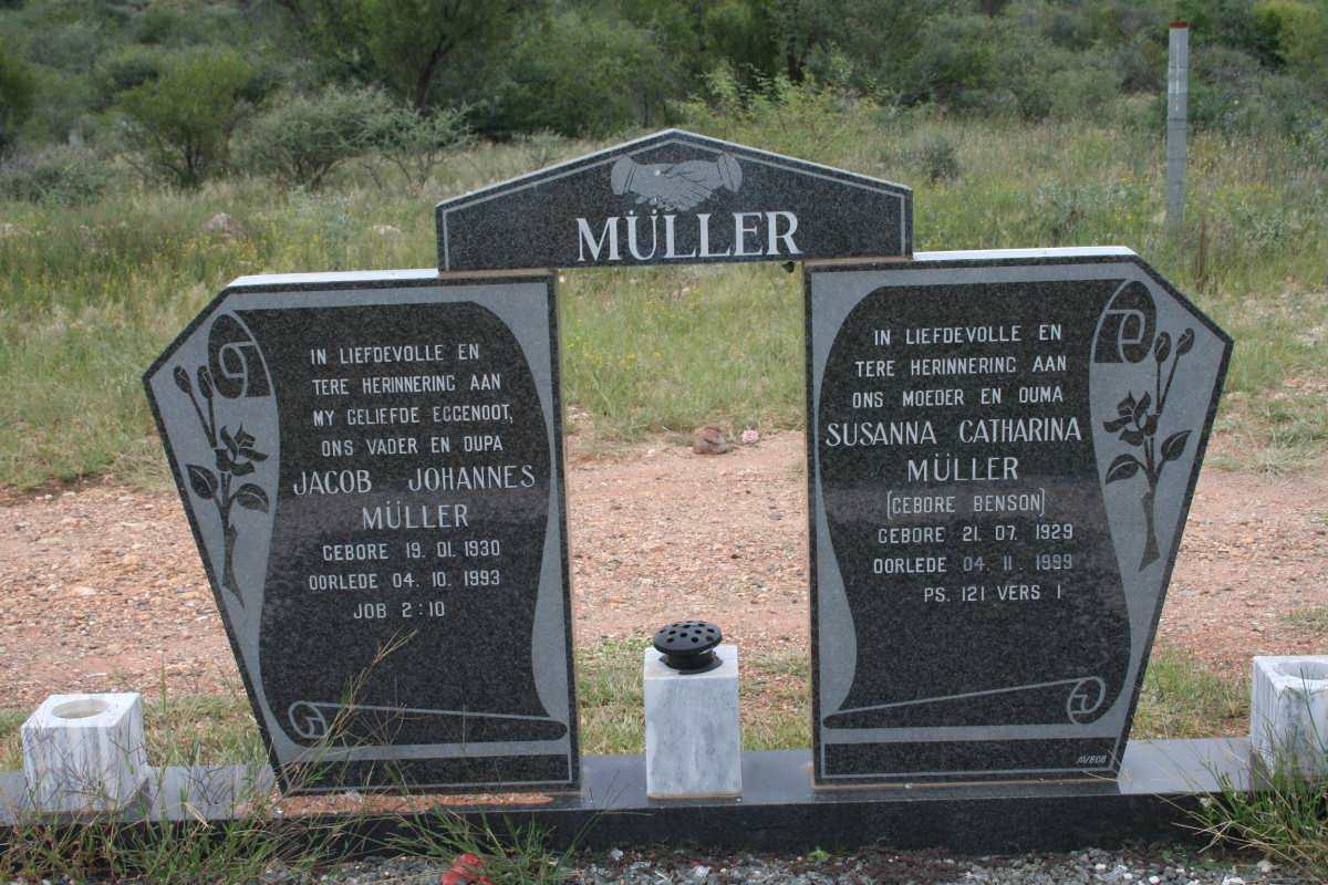 MULLER Jacob Johannes 1930-1993 &amp; Susanna Catharina BENSON 1929-1999